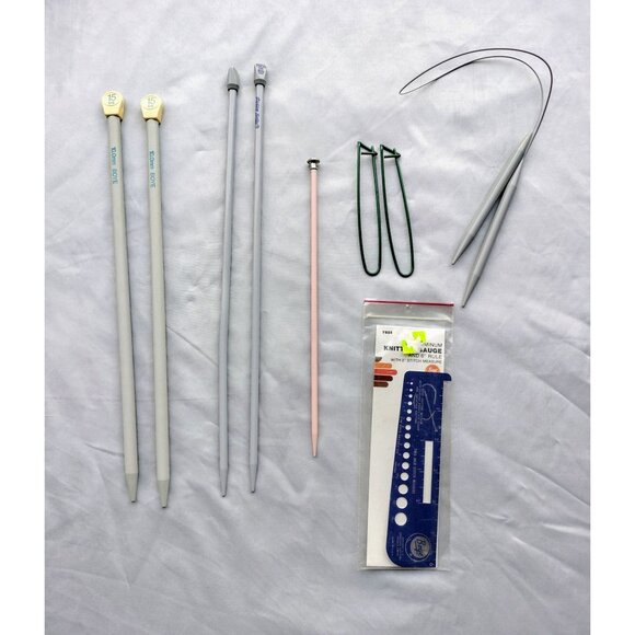 Vintage Boye Susan Bates Knitting Needle Set Gauge Stitch Holders Knit Lot Craft - Picture 1 of 15